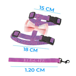 Set di Imbracature di Lusso in Nylon per Animali Domestici, Taglia Media, Traspirante, in Corduroy, Neoprene e Oxford, con Elegante Design a Fiocco, Semplice e alla Moda, per Cani e Gatti - Product Image 3
