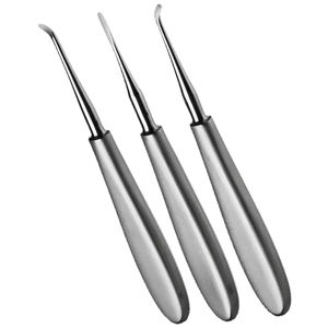 Ensemble de 3 ÉLÉVATEURS DE CHIRURGIE DENTAIRE APICAUX, manuels, en acier inoxydable, norme de sécurité ISO13485, IMPLANTS DENTAIRE DI-DI0049 - Product Image 4