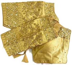 Travail de séquence de nouveau style lourd moderne; fil, travail de jari et travail à la main Chemisier avant ouvert avec tissu en soie douce Huk - Product Image 6