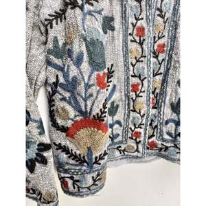 New TNT Fabric Suzani Embroidery <b>Reversible</b> <b>Jacket</b> Lightweight Quilted Short Thin Boho Outerwear for Spring Autumn PU Suede - Product Image 4