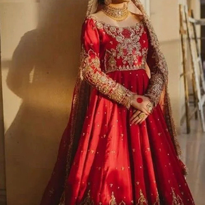 2023 lourd Zari broderie travail Anarkali Lehenga Dupatta robe soie coton orné cristal verre perles pierre Dabka travail - Product Image 1