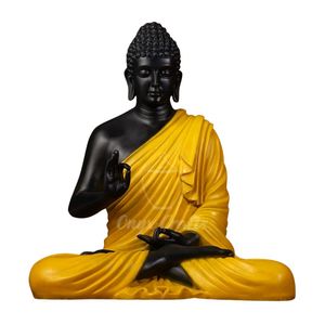 Statue de Bouddha assis en marbre noir massif sculpté à la main sur socle de lotus pour aménagement paysager de jardin - Product Image 6