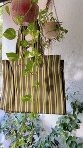 Eco-Friendly Woven PP Striped Double Handled with Inside Pocket Shopping Bags Sustainable Recycled Nylon Polypropylene <b>Plastic</b> - Product Image 4