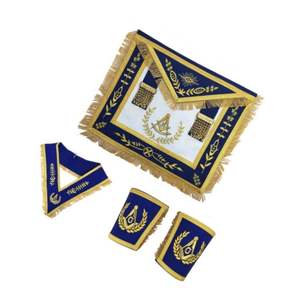 Egalia Set Master Mason Delantal Cuello y puños Azul CP Hecho Borla Máquina Bordado Servicio OEM - Product Image 2