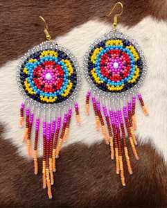 Pendientes Redondos de Diseño Bordado a Mano, Joyería Festiva para Mujer al Mejor Precio, Pendientes con Cuentas - Product Image 5