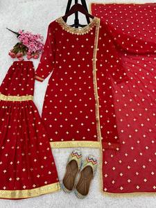 Dernier Designer Lourd Faux Georgette Broderie Séquence Travail Sharara Costume Par FabZone - Product Image 3