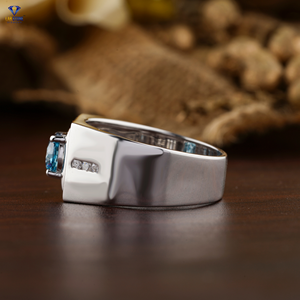 1,09 TDW Fancy Blue Round Cut Diamond Ring 18K Oro blanco Ajuste de Punta estándar Cvd/hpht Diamond Lab Stone - Product Image 3