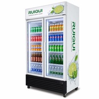 Réfrigérateur commercial à boissons à température unique avec porte en verre transparent et acier inoxydable 304
