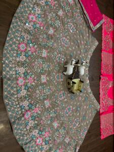 La mayoría de las ventas de lentejuelas de espejo Real bordado trabajo Cancan lienzo Patta indio paquistaní ropa Lehenga Choli mujeres tela de encaje - Product Image 3