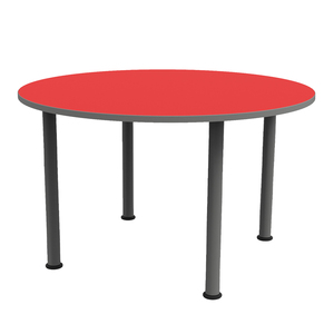 Table d'activités ronde en bois moderne et durable BEBEJI J4002 avec plateau stratifié rouge et pieds en métal, écologique pour les chambres d'enfants - Product Image 1