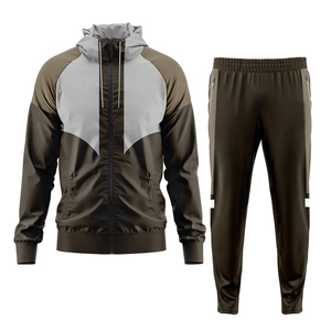 Vente en gros Ensemble coupe-vent à capuche personnalisé pour homme imperméable et athlétique Survêtement coupe-vent en nylon Softshell zippé pour hommes - Product Image 1