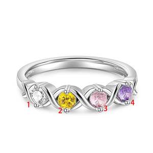 แหวนครอบครัว Jeulia Infinite Love - เงินสเตอร์ลิง ประดับพลอยประจำเดือนเกิด ดีไซน์ทันสมัยสไตล์นิรันดร์ สำหรับวันครบรอบ - Product Image 5
