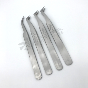 RMI Extensions de cils Pince à épiler en acier inoxydable Pince à cils régulière incurvée et russe Pointe de botte Métal Matériau Charme Pince à épiler - Product Image 1