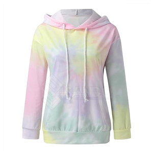 Meilleure qualité 100% coton Tie Dye Hoodie pour les femmes Confortable Casual Wear avec col à capuche Solid Pattern - Product Image 1