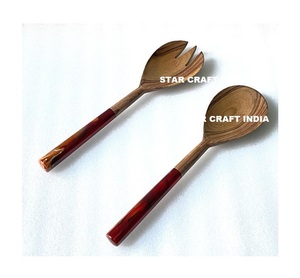 Couverts en bois en résine avec poignée en émail pour restaurants de luxe et hôtels décor de table ustensiles de cuisine ensembles de couverts inde - Product Image 6