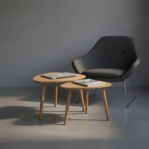 Juego de Mesas Nido para Café, Mesa Triangular Redonda, Color Natural - Product Image 3