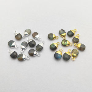 Colgante de Labradorita Natural Pulida con Baño de Oro |   Dijes de Piedras de Nacimiento para Joyería DIY al por Mayor - Product Image 2