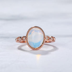 Jeulia Enchanting <b>Moon</b> Oval Cut Moonstone Rose Gold Plated Sterling Silver <b>Ring</b> - Product Image 5