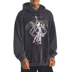 Última llegada Sudaderas con capucha de lavado ácido para hombres 100% algodón Streetwear Precio al por mayor para invierno para adultos - Product Image 1