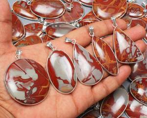 Natural Norina Jasper <b>Crystal</b> Pendant <b>Necklace</b> for Women Silver Overlay Bezel <b>Healing</b> Fine Pendants & Charms Jewelry - Product Image 1