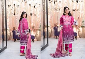 Adorables trajes de algodón bordados para mujer, vestido elegante de Faisalabad para la moda india y pakistaní - Product Image 4