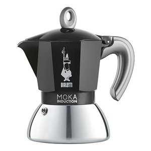 Cafetera Moka de 2 tazas, cafetera de inducción de aluminio en cromo y negro 0006932 - Product Image 1