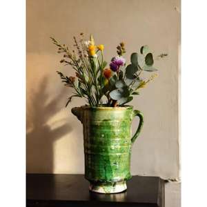 Tazón de Cerámica Artesanal Marroquí Tamegroute con Esmalte Verde, Artesanía Bereber Vintage, Decoración para el Hogar, Regalo - Product Image 1