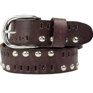 Cinturones de cuero con tachuelas a la moda más vendidos Elegantes tachuelas hechas a mano Cinturones casuales de cuero decorativos para hombres Hebilla de aleación Todos los tamaños - Product Image 2