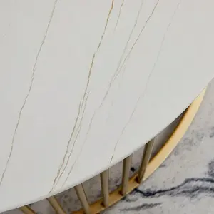 Conjunto de mesa de centro redonda de lujo para sala de estar, mueble con marco de hierro con tapa de mármol, mesa de centro de vidrio, Juego de 2 - Product Image 2