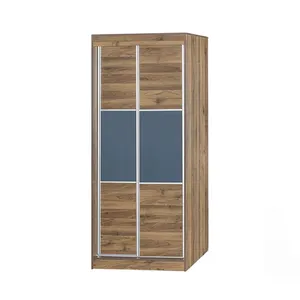 新设计滑动门卧室衣柜W208胡桃木和石墨灰色衣柜