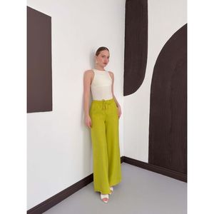 Pantalon en lin vert pistache en gros - [object Object] - Product Image 3