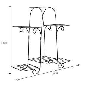 Support de pot de fleurs en métal à plusieurs niveaux (noir, pour 6 jardinières) | Support de pot en métal pour plusieurs plantes | Intérieur/Extérieur - Product Image 5