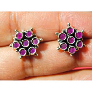 925 argent Sterling rubis boucle d'oreille goujon à la main princesse coupe pierres précieuses bijoux cadeau pour filles et femmes E0783-GS - Product Image 3