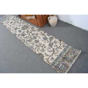 Alfombra Turca Vintage de 1.9x10.1 pies (58x309 cm), Alfombra Azul de Lana Marroquí - Product Image 4