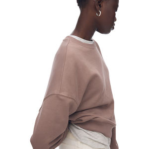 Sweat femme unisexe Logo personnalisé sweat à capuche surdimensionné col rond Streetwear haut court pull tricoté pull col rond OEM - Product Image 2