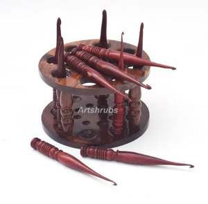 Porte-crochet en palissandre fait à la main organisateur de fil pour tricoter et crocheter avec crochet de support - Product Image 5