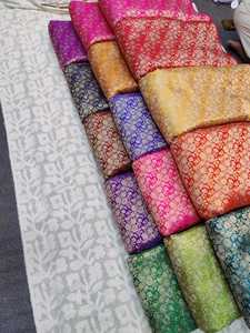 Lujo 100% seda Jacquard brocado tela de satén tejido rico acabado brillante para Sherwanis Sarees tejido bodas niñas - Product Image 6