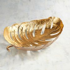 Unique Design Golden Finished Aluminum Eco-Friendly Lightweight Modern Luxury <b>Leaf</b> Bowl Tabletop Home Hotel Decorative Bowl - Product Image 3