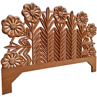 Tête de lit en bois sculptée à la main Smart Art, motif feuille et fleur marron, en bois d'ingénierie, style Maroc, Art mural vintage