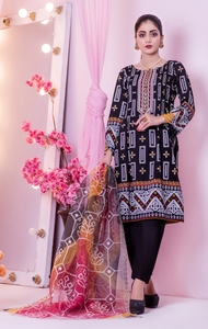 Salwar-traje de diseño de kameez, vestido de moda indio paquistaní, cuello bordado, estampado, colección de césped, Kurti - Product Image 3