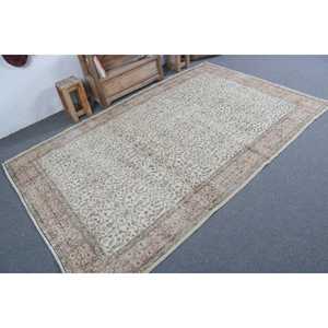 พรมขนสัตว์วินเทจขนาด 5.3x8.2 ฟุต พรมต่อผ้าสไตล์ตุรกีขนาดใหญ่ ขอบสีเทา พร้อมแผ่นรองหลังทำจากยางลาเท็กซ์ - Product Image 2