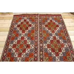 Turkish Area Rug 4.7x8.5 ft, Red <b>Brown</b> Striped Rug <b>Wool</b> - Product Image 3