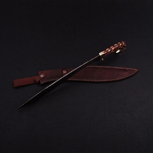 Vente chaude À La Main De Haute Qualité En Acier Damas Lame Fixe En Plein Air Chasse Camping Mini Épée - Product Image 3