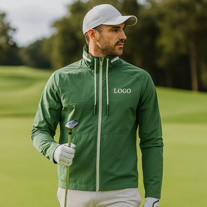 Custom <b>Mens</b> Full-Zip Performance Golf <b>Jacket</b> Polyester Spandex Fabric Stand Neck Fashionable & <b>Lightweight</b> - Product Image 5