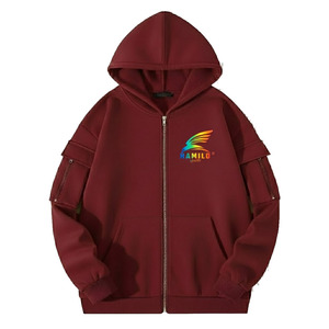 เสื้อฮู้ดซิปผู้ชาย HAMILO ทรงโอเวอร์ไซส์ สีพื้น โลโก้รุ้ง กระเป๋าหน้า สวมใส่สบายๆ สำหรับฤดูใบไม้ร่วง - Product Image 1