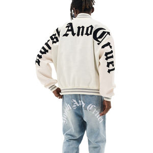 Chaqueta universitaria de béisbol con letras de calidad superior superventas, chaqueta de invierno con bordado de lana genuina, lana genuina - Product Image 3