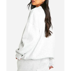 Venta al por mayor de calidad de gran tamaño gris jaspeado sudadera de las mujeres por encargo con capucha de cuello redondo de lana para la temporada de invierno - Product Image 5