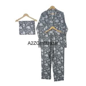 Conjunto de Pijama de Algodón 100% para Mujer, Estampado Floral, Transpirable, Manga Tres Cuartos, para Primavera/Verano - Product Image 5