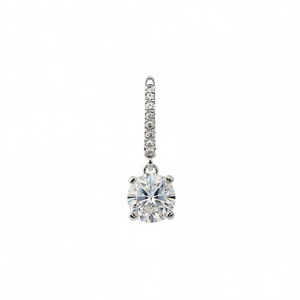White Gold Diamond Drop Earrings Round Brilliant Cut Claw Setting Classic Women's Engagement Fashion Jewelry - Product Image 1