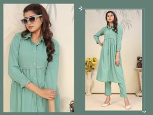 Rinkal Cotton Kurti con pantalón Conjunto Cómodo y elegante Ropa étnica para mujer Traje perfecto para fiestas diarias - Product Image 2